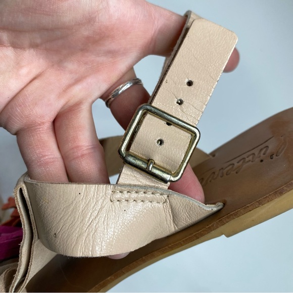 L'Intervalle Leather & Suede Nude Flat Sandals Colourful Tassel Front 38 7.5 - Picture 12 of 15